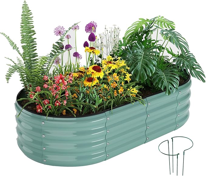 ZFHgarden Metal Planter Garden Flower Bed Raised Beds for Gardening Galvanized 4x2x1ft Galvanized Garden Bed