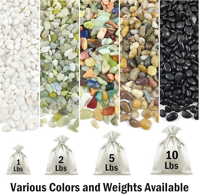 FANTIAN Black Pebbles for Indoor Plants, 3/8 inch Small Bag Stones, Decorative River Rocks for Succulent Potted Plant, Vase and Outdoor Landscaping Garden(16 oz)