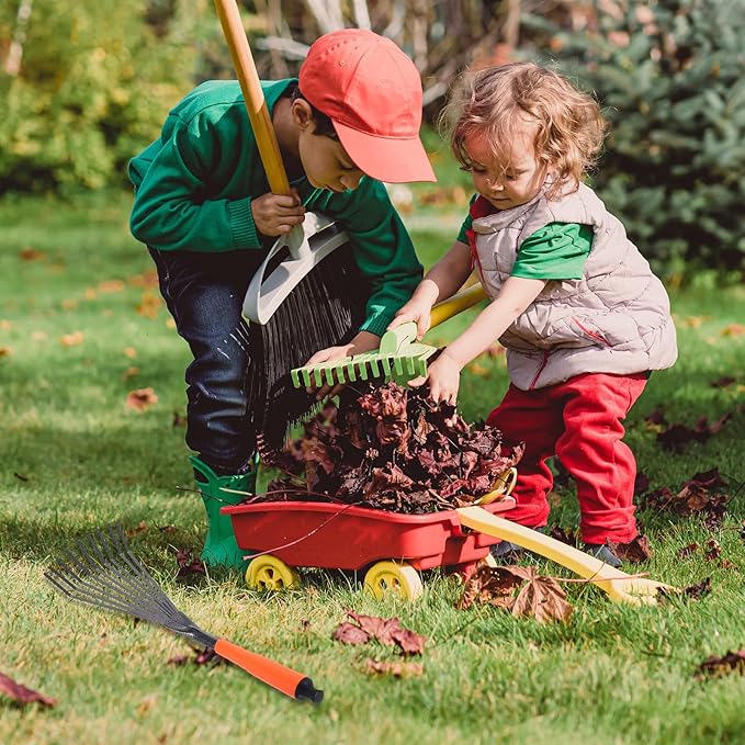 HARFINGTON 2pcs Gardening Leaf Rake 15.63" 9 Root Small Soil Tiller Grass Rake with Ergonomic Handle for Sweep Leaves Gardening Cultivating Garden Yard Flower Beds