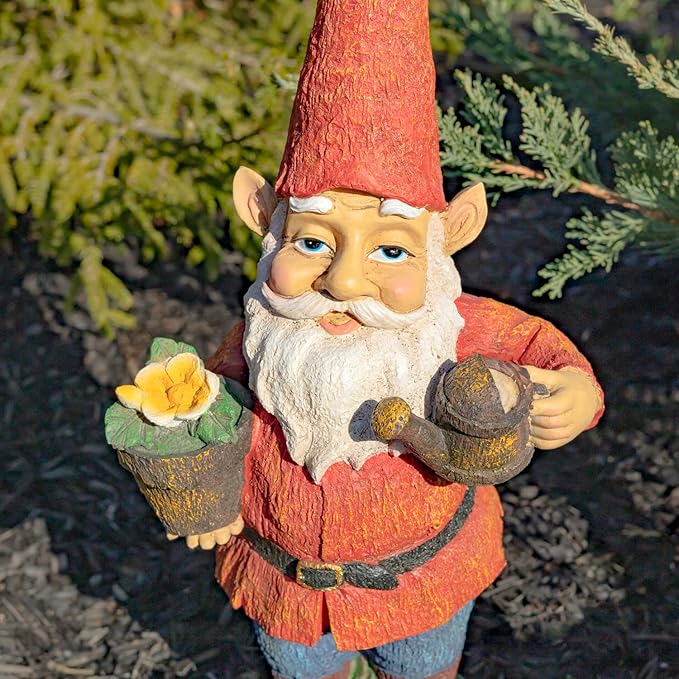 Zaer Ltd. Classic Spring Gnome Garden Statue in Assorted Styles (Gnome with Flower Pot)