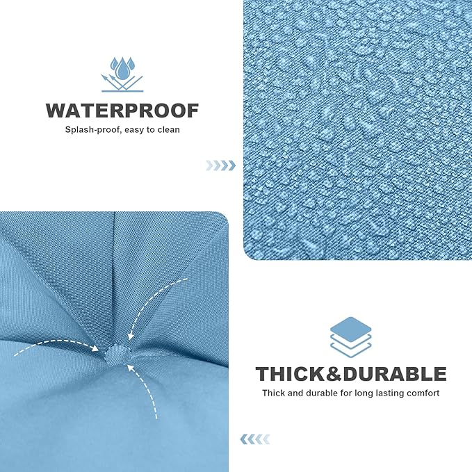 Porch Swing Cushions,Outdoor Cushions 3 Seater Replacement with Backrest, Waterproof Thickened Bench Cushion with Ties for Porch, Patio,Outdoor, Backyard and Garden (Sky Blue 60 * 40 in)