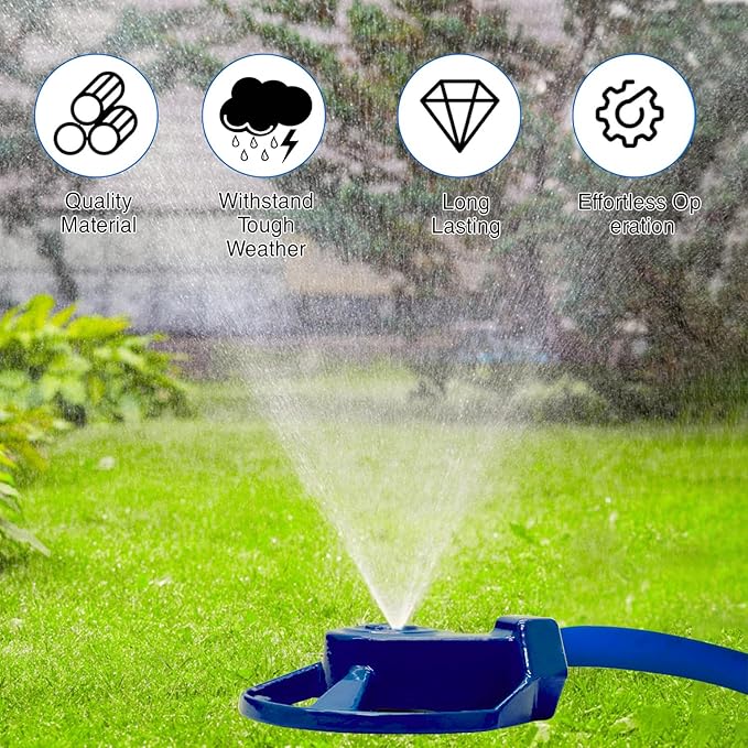 2 Pack Cast Iron Sprinkler Metal Lawn Sprinkler American Threaded Joints Water Sprinklers for Yard Garden Watering, Blue