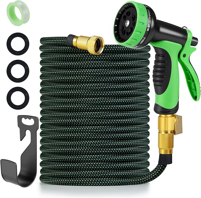 FrutPunch Garden Hose 50 FT,Non-Expanding,10 Functional Nozzles, Garden Hose anti-kink,Heavy Duty Flexible Water Hose 50 FT,Suitable for Outdoor, Yard, Lawn, Car Washing and Other Scenes.(50ft)