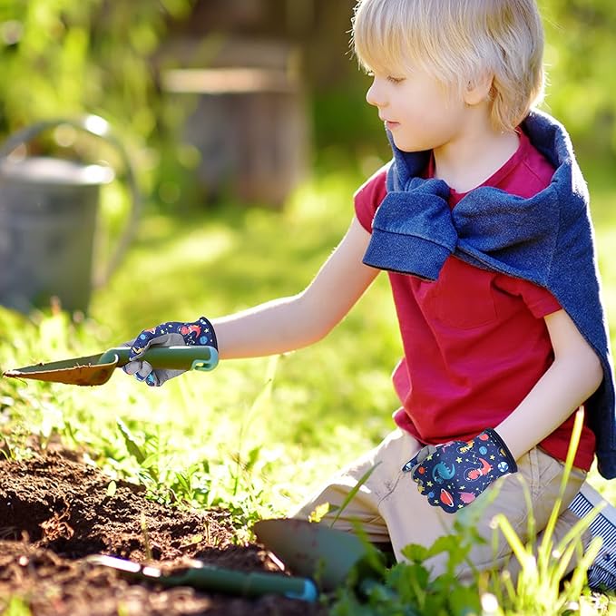 Baidast Garden Gloves for Kids, Breathable Leather Gardening Gloves for Digging, Planting, Pruning