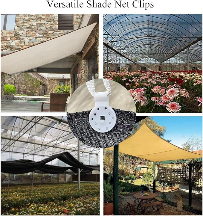 20pcs Shade Cloth Heavy Duty Lock Grip 1.5in White Plastic Clip Garden Sun Shade Fixed Clamp Outdoor Sunshade Net Fixing Clip for Garden Sunshade Net Anti Bird Netting