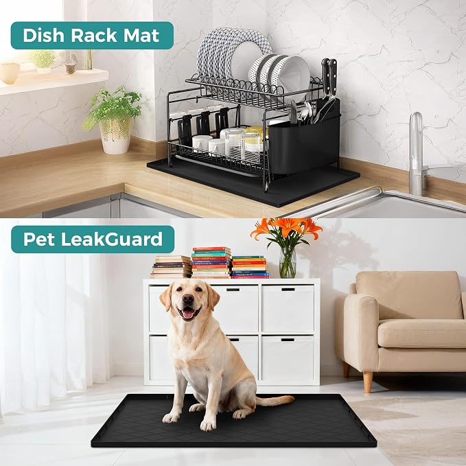 URMONA Under Sink Mat 22 x 22 in, Waterproof Silicone Cabinet Protector