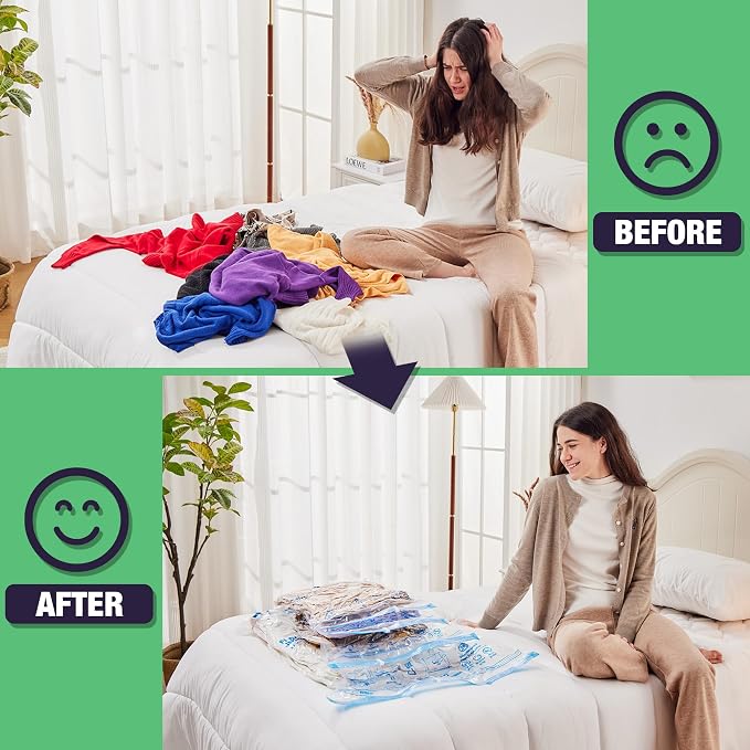 15 Jumbo Vacuum Storage Bags for Bedding, Vacuum Seal Bags for Clothing