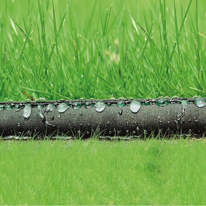 Hourleey Flat Soaker Hose 50 FT for Garden, 50' Linkable Consistent Drip Irrigation Hose, Leak-free Dual-layer Design Saving 80% Water Garden System Water Hose with Holes
