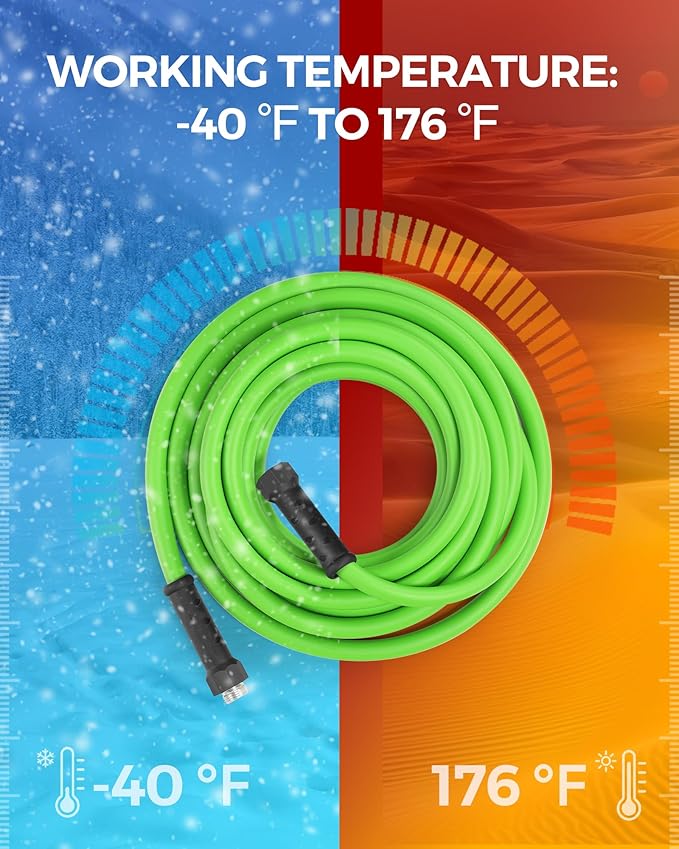 50 FT x 5/8″ Garden Hose, Lightweight Flexible Garden Water Hose with Swivel Handle, 200 PSI Working, 450 PSI Burst, Heavy Duty Water Hose for All-Weather Outdoor Use, G50GH06