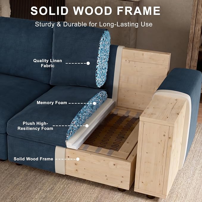 Cloud Sectional Couch with Washable Cover, Wide Deep Seat Modular Sectional Sofa for Living Room, Only Single Chair, Blue