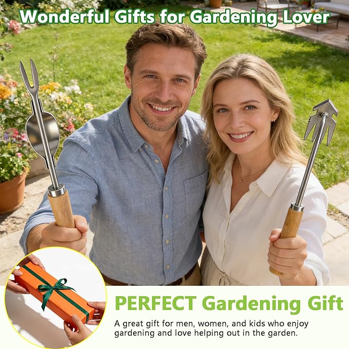 Weed Puller Tool, 2 Pack Garden Tools with 4 Teeth Weed Puller and Uprooting Weeding Tool for Garden, Patio, Lawn, Flower Beds and Sidewalk