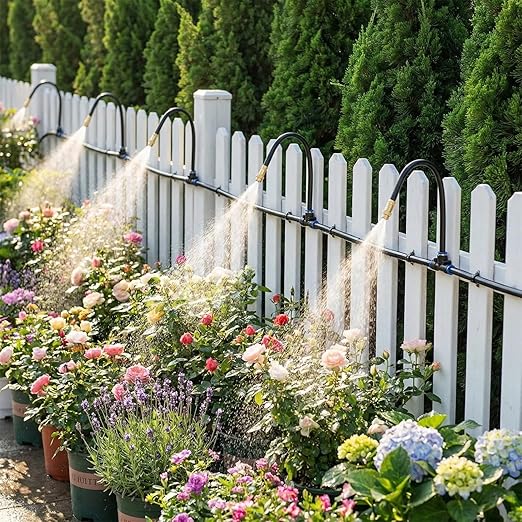 Drip Irrigation System, 50 FT Watering System with 16 Nozzles, Garden Irrigation System with 5/16 Inch Tubing for Yard, Lawn, Raised Beds and Plants
