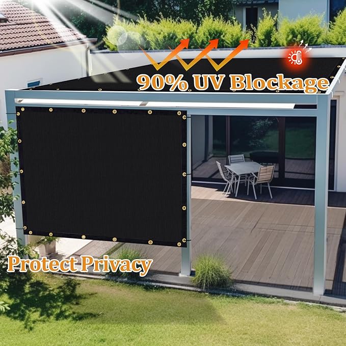 Shade&Beyond Customized Size 12' X 16' Shade Cloth with Grommets, 90% UV Protection UV Protection Mesh Tarp Sun Screens for Patio GN01, Black