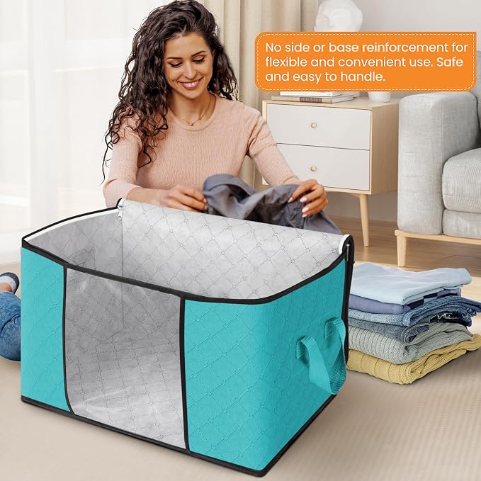 Fab totes 90L Clothes Storage, Foldable Thick Fabric Blanket Storage Bags
