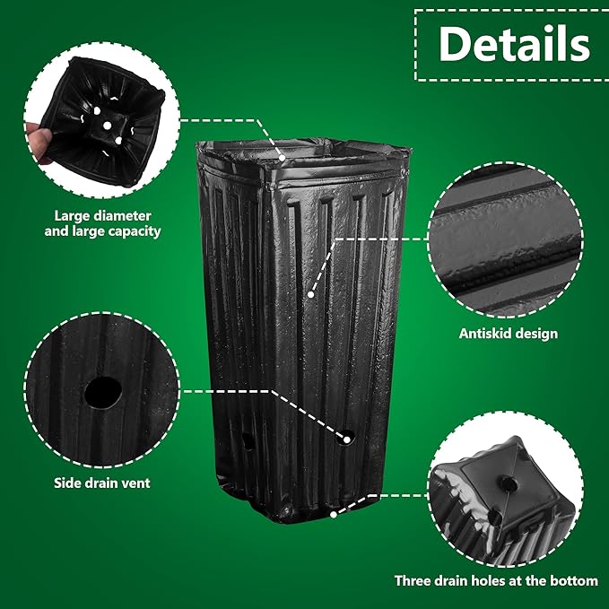 Iceyyyy 20Pcs Tall Tree Pots,Plastic Deep Nursery Treepots,7.8" Tall Seedling Flower Plant Container Pots for Indoor Outdoor Garden Plants (20pcs)