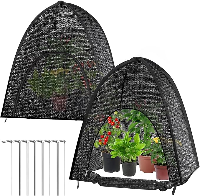 2 Pack Plant Shade Tent, Plant Shades for Outdoor Plants, UV Resisitant 50% Sunblock Shade for Plants Sun Protection, Plant Shade Cover for Flower Potted Plants (35x35x39Inch)