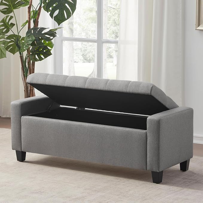 Zihanhome Ottoman with Storage, 48.8" Fabric Storage Ottoman Bench