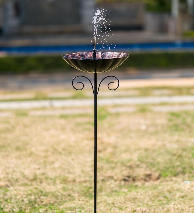 Metal Bird Baths for Outdoors, 39" H Birdbath with 10 Inch Bowl, Standing Bird Bath & Bird Feeder with Stake for Outside Garden Patio Yard Lawn Decor, Copper