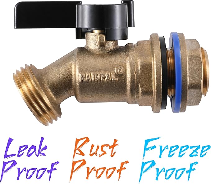 RBS005 Brass Water Container/Rain Barrel Quarter Turn Spigot(LF Compliant, For OPEN TOP BARRELS)