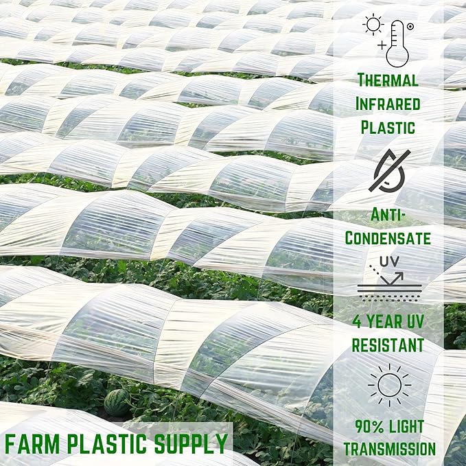 Farm Plastic Supply - Clear IRAC Greenhouse Plastic Sheeting - 6 Mil - (40' x 10') - 4 Year UV Resistant Infrared Anti-Condensate Green House Covering Thermal Greenhouse Plastic 6 mil
