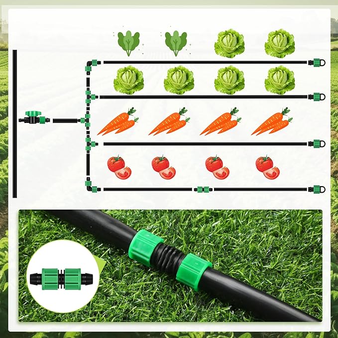 250 ft 5/8 Inch Drip Tape Irrigation Kit Drip Tape 16 Mil 8" Spacing Hose Garden Watering Tubing System Automatic Irrigation Equipment for Plant, Landscape, Yard, Lawn and Farm