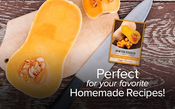 Gardeners Basics, Butternut Squash Seeds for Planting - Waltham Heirloom Non-GMO Winter Storage Vegetable Plant for Home Garden Vegetables Makes a Great Gift for Gardening