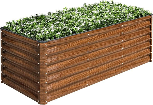SnugNiture 6x2x2FT Galvanized Raised Garden Bed Kit, Metal Planter Box for Planting Plants Vegetables, Brown