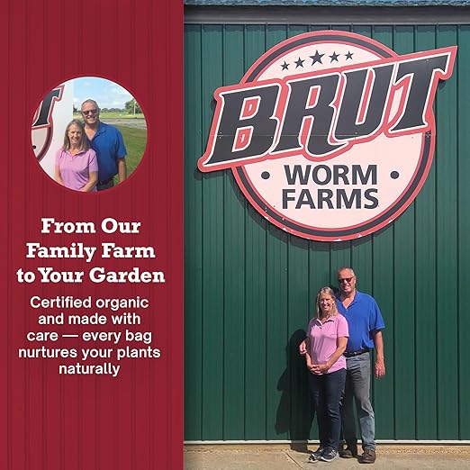 Brut Worm Farms 2-Pack Organic Worm Castings Fertilizer, 30 lb - Natural Soil Amendment for Plants, Potting Mixes, Indoor and Outdoor Gardens, Vegetables, and Lawns