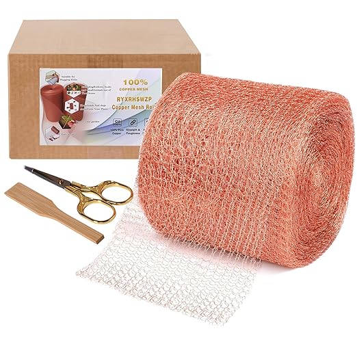 Copper Mesh Rodent Control Copper Wool for Slugs Mice Pest Snail Bird Control 5" x 200 ft Copper Wire for Weep Hole Covers Rodent Mesh