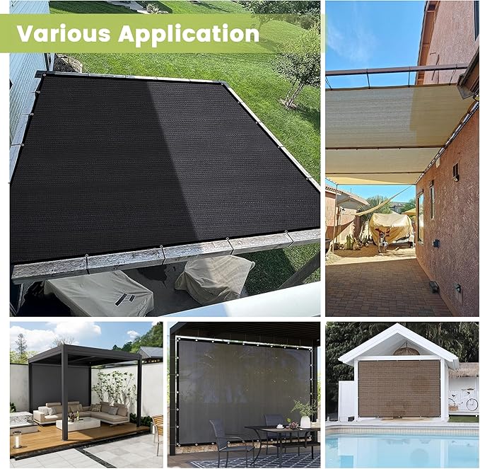 90% Shade Cloth 12×12 FT with Grommets, Outdoor Sun Shade Cloth UV Block Shade Fabric for Patio, Backyards, Carport, Garden, Wheat