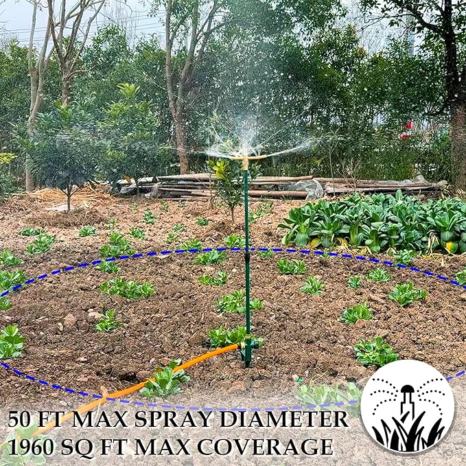 2 Pack 3-Arm Garden Sprinkler, 360 Degree Rotation Garden Water Sprinklers, High-Rise Lawn Sprinkler, Lawn Watering Irrigation System