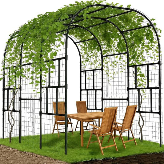 Tall Garden Arch Trellis for Climbing Plants, 87in Tall Metal Plant Support Trellis Archway for Climbing Plant Vegetables Cucumber, Outdoor Yard Lawn Garden Arch Tunnel Trellis