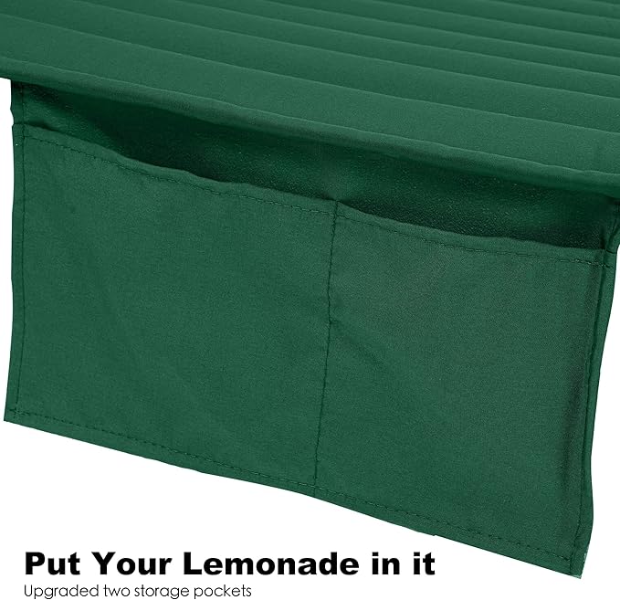 GAFETE Hammock 2 Person Quilted Fabric Hammocks for Outside, Double 12ft Hammocks with Spreader Bar, Large Removable Pillow, Storage Bag, Carabiners, Max 475 lbs Capacity (Night Green)