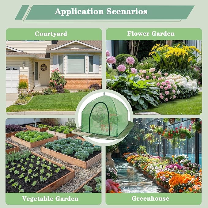 Portable Plant Cover Tent with Waterproof Base for Garden Indoor/Outdoor Tabletop Mini Greenhouse for Seed Starting Humidity Small Plants, Plant Protection from Animal for Raised Bed(L - PE - 1PCS)
