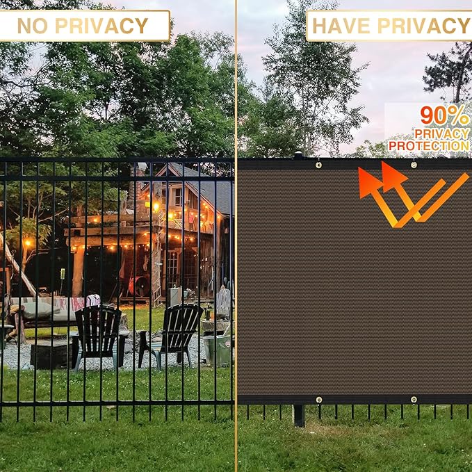 Privacy Fence Screen 5' x 80' Fencing Cover Heavy Duty Mesh Windscreen Cloth for Outdoor Garden Patio Backyard Chain Link Fence Brown