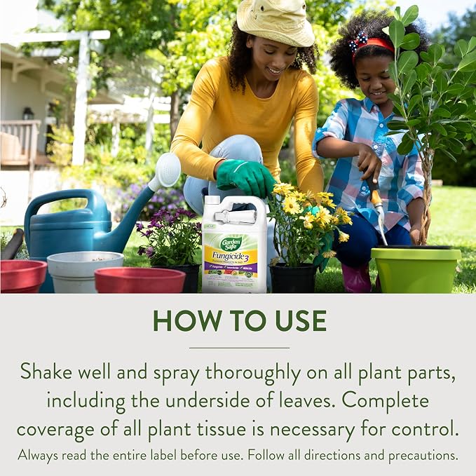 Garden Safe Fungicide, 1 Gallon, with Neem Oil Extract to Control Black Spot, Rust, Powdery Mildew, Aphids, Spider Mites, Whiteflies, Mites On Flowers, Houseplants, Fruits and Vegetables, 4 Pack