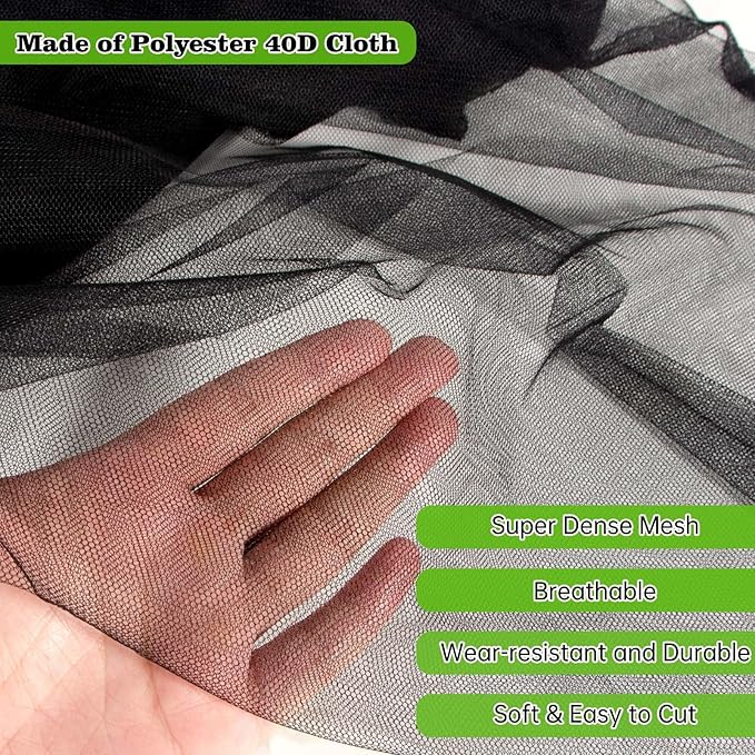 39 x 10 Ft Mosquito Netting for Garden Patio, Breathable Mesh Net for Bird and Insect Protection, Plant Cover for Vegetables, Fruits and Flowers, 3x12m Black