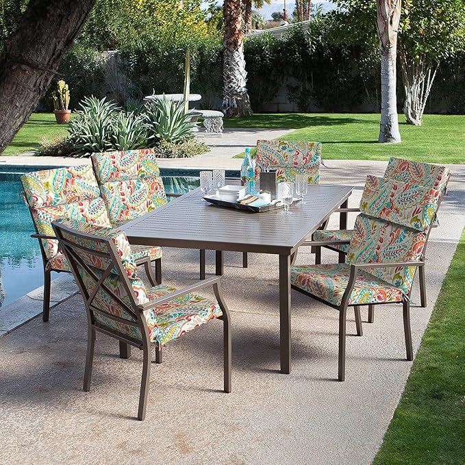 DYTXIII Outdoor High Back Chair Cushions Set of 2, 44"x22" Water Repellent Patio Seat Cushions with Elastic Sponge, All Weather Chair Pads for Rocking, Dining Chairs, Patio Furniture - Pretty Paisley