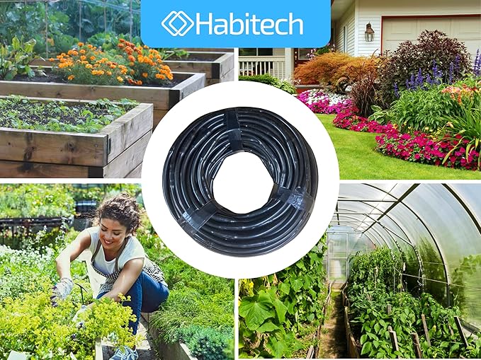 1/4" Irrigation Dripline Tubing (100 Ft Roll) - 6" Emitter Spacing - 1/4" Drip Irrigation Fittings Included