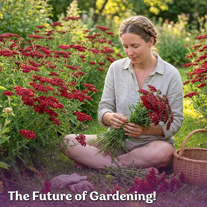 KVITER 7000 Red Yarrow Seeds (Achillea Millefolium Rubra) — Perennial Flower Seeds to Plant Outside, Heirloom & Organic — Native Wildflower Seed for Herb Garden, Beds, Containers & Meadows