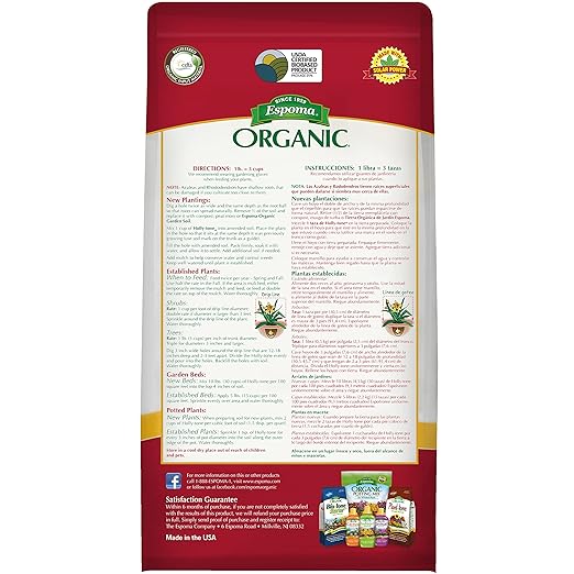 Espoma Organic Holly-Tone 4-3-4 Evergreen & Azalea Plant Food; 4lb. Bag; The Original & Best Organic Fertilizer for All Acid Loving Plants Including Azaleas, Rhododendrons & Hydrangeas - Pack of 2