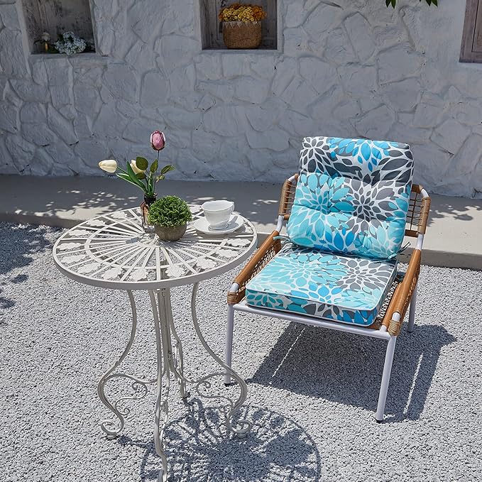 JMGBird Outdoor Chair Cushions Set - 19"x19" Deep Seat & Back Cushions, Water-Resistant Tufted Pillows for Patio Furniture