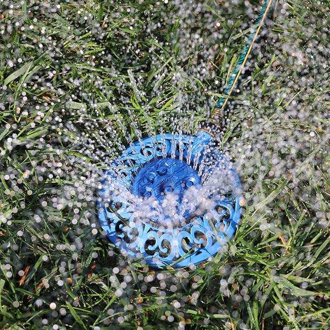 Melnor 65102-AMZ Sprout Metal 8-Pattern Sprinkler and QuickConnect Product Adapter Amazon Bundle, Blueberry Blue