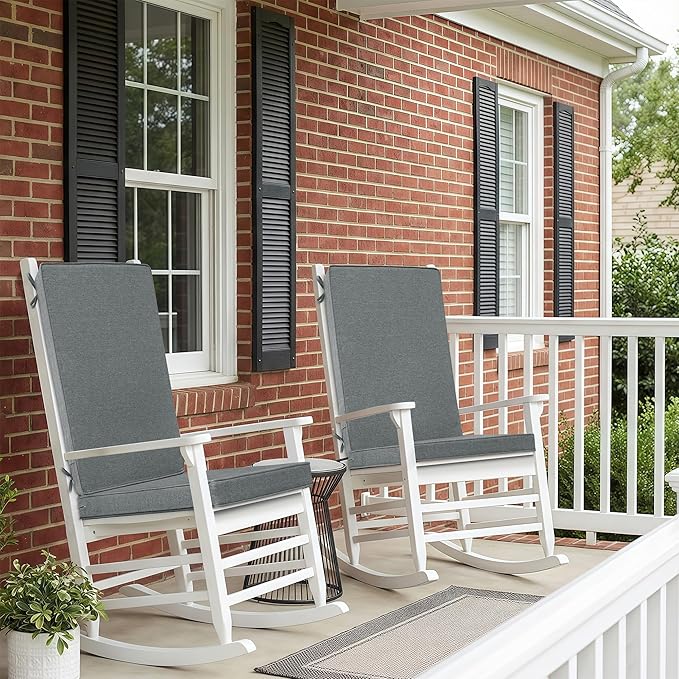 Outdoor Chair Cushions 20x20, Water-Resistant & Fade-Resistant, Patio Furniture Lawn Dining Chair Seat Replacement with High Back, Ties Zipper, Removable Cover, Set of 4, Dark Grey