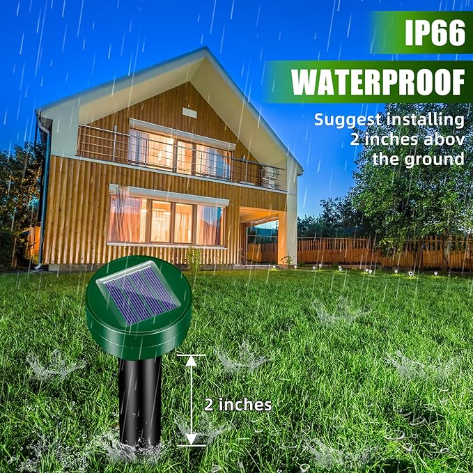 8Pack Mole Rat Repellent for Lawns, Solar Ultrasonic Chipmunk Groundhog Repeller Outdoor, Gopher Snake Repellent for Yard, Sonic Rodent and Vole Deterrent Spikes for Squirrel Armadillo Garden
