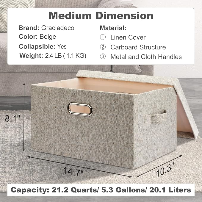 Storage Bins with Lids Fabric Closet Organizers Cubes Office Organization