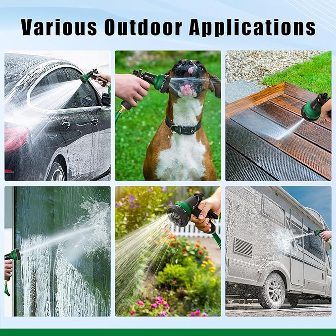 AUTOMAN Coil Garden Hose 15 ft, EVA Curly Water Hose with Brass Connectors, Recoil Garden Water Hose,Includes 7-Pattern Function Sprayer,Retractable,Corrosion Resistant Garden Coil Hose.