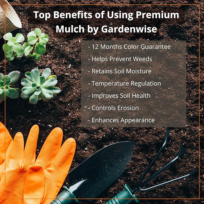 GARDENWISE Premium Brown Wood Mulch for Landscaping, Gardens, Lawns, Potting Media, and Potted Plants (2 CF - 56 L - 59 QTS)