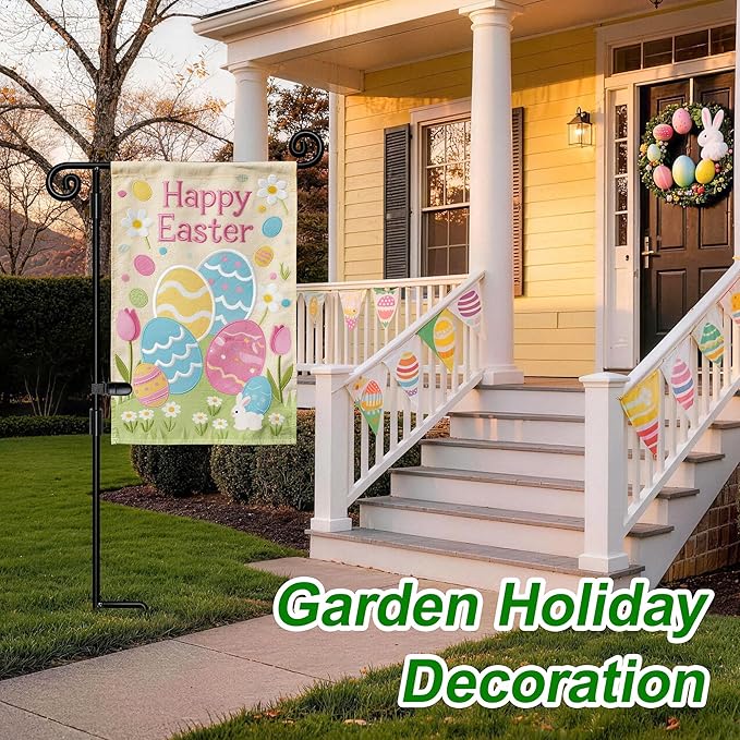 HOOSUN Garden Flag Stand,Sturdy Garden Flag Holder Pole for Outside House,Yard Flags Holder with one Tiger Clip,Yard Banner Pole for Holiday Flags Decorations Outdoor Lawn