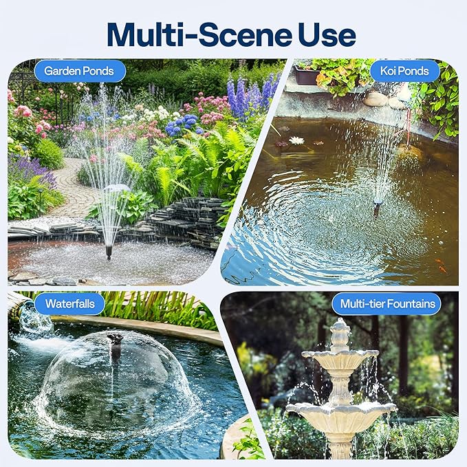 VIVOHOME 820GPH RGB Pond Filter Fountain with 6W LED Lights, 60W Submersible Water Pump with Multi-Stage Filtration for Koi Ponds, Waterfalls, Outdoor Water Features